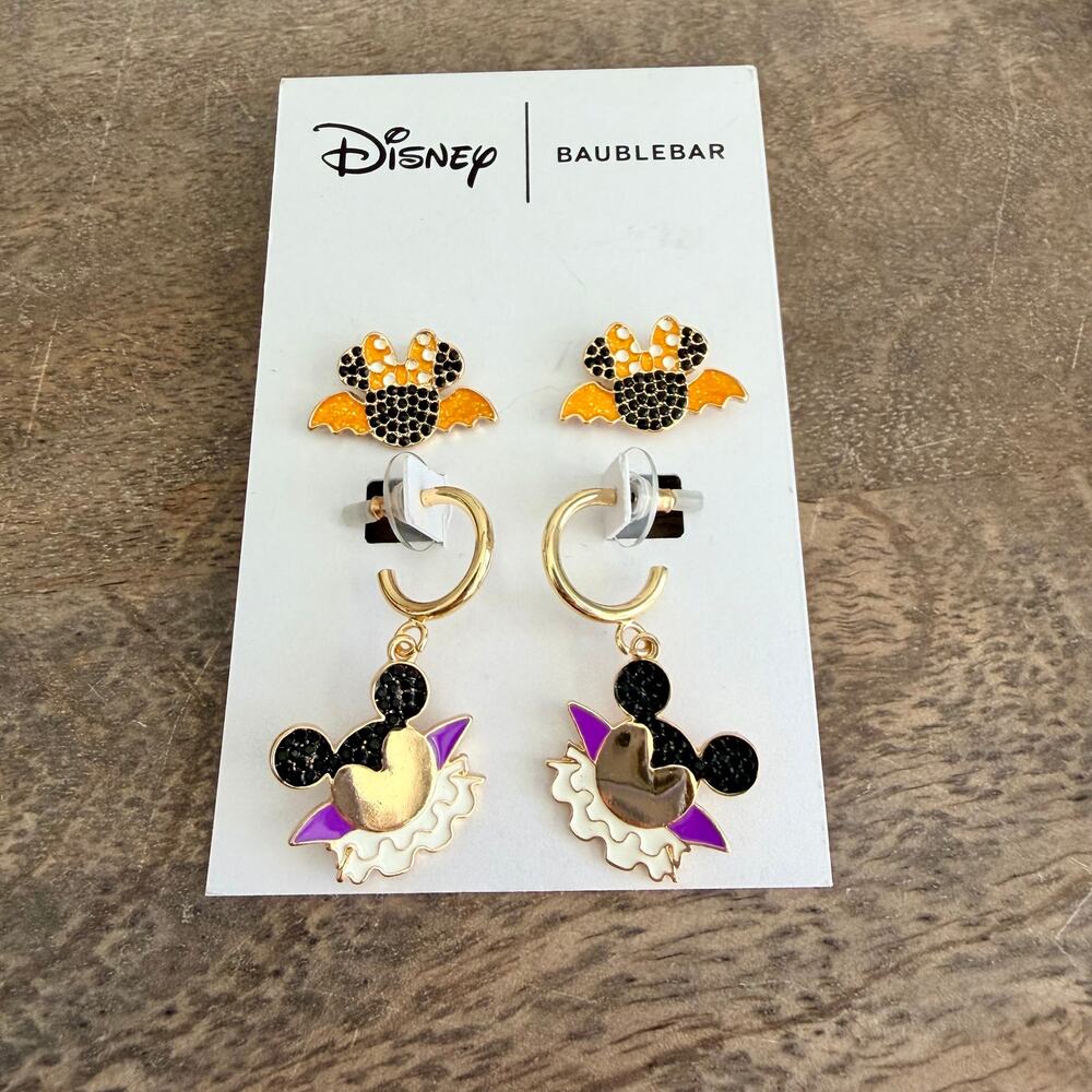 New Disney x Baublebar Minnie and Mickey Halloween Earring Set